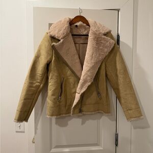 H&M Tan Faux Suede / Faux Fur lined Women's Jacket Size M / 8
